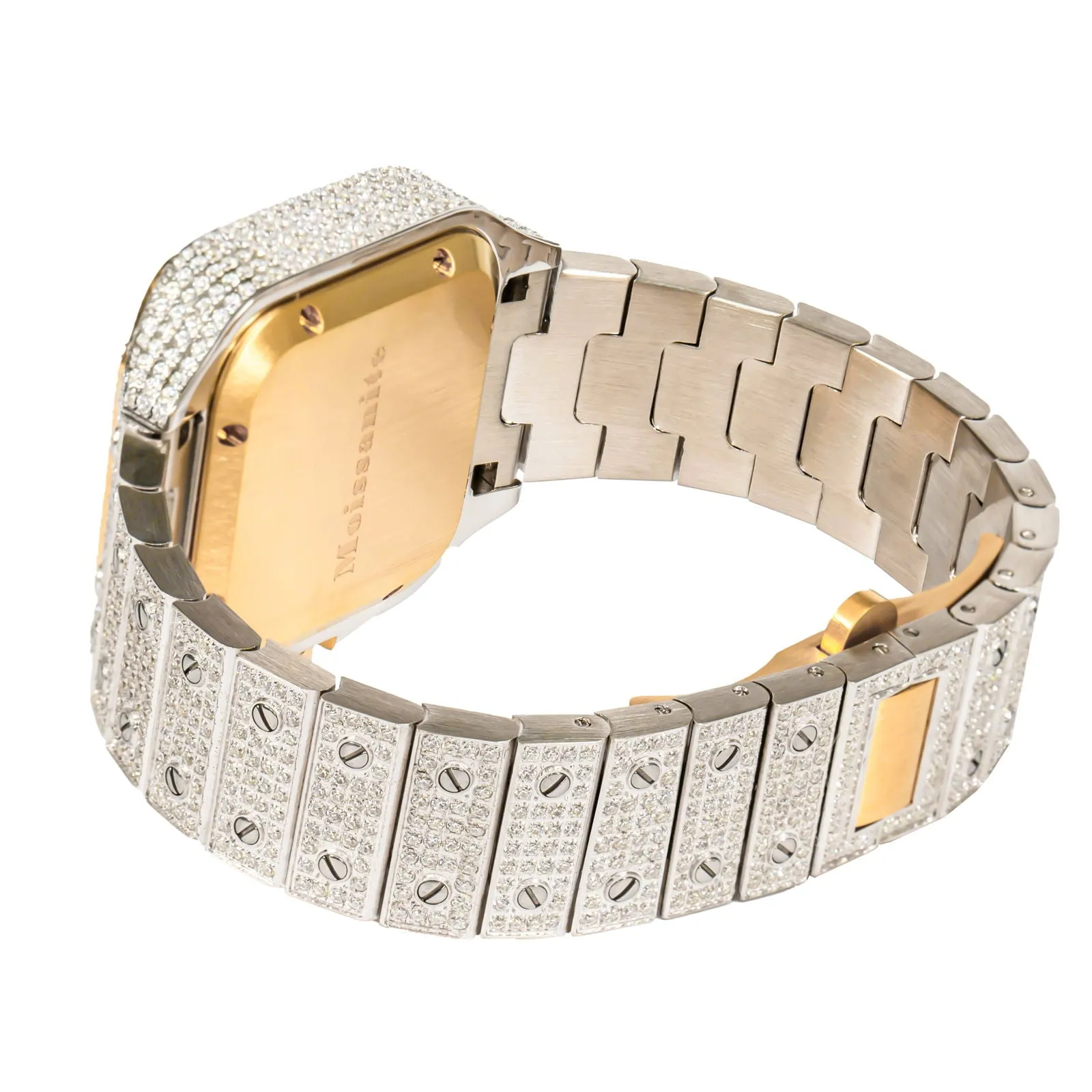 Moissanite Diamond Womens 37mm Watch 2 Tone Gold Luxury