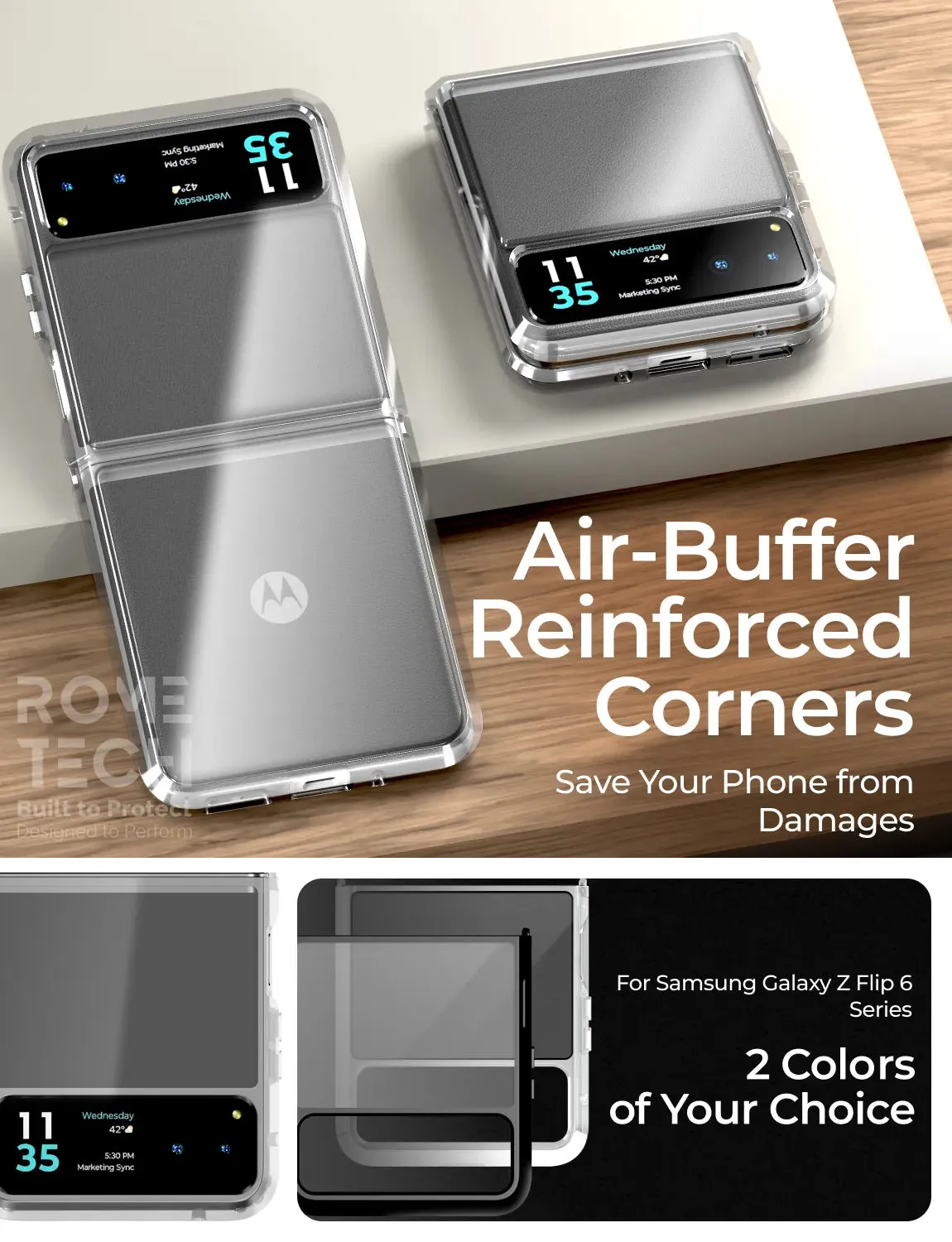 Motorola Razr 40 / Razr (2023)  Hybrid Shockproof Clear Slim Acrylic Case Cover Flexible Hinge Rib