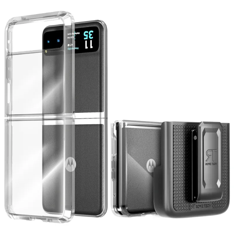 Motorola Razr 40 / Razr (2023)  Hybrid Shockproof Clear Slim Acrylic Case Cover Flexible Hinge Rib