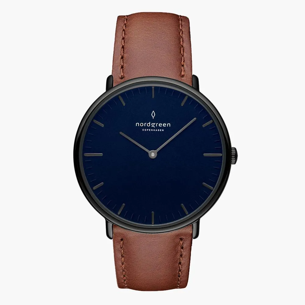 Native | Navy Dial - Brown Vegan Leather