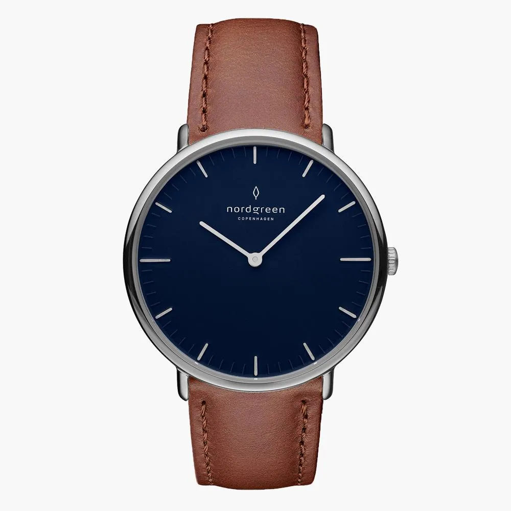 Native | Navy Dial - Brown Vegan Leather