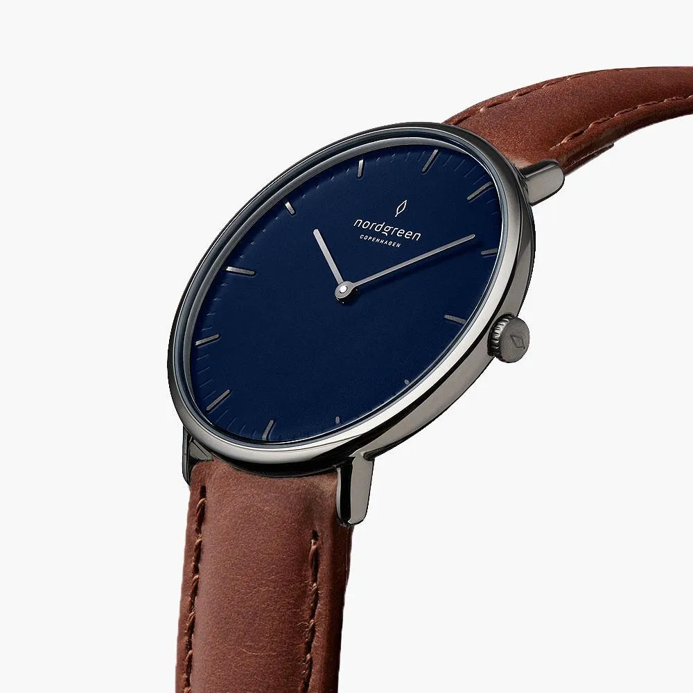 Native | Navy Dial - Brown Vegan Leather