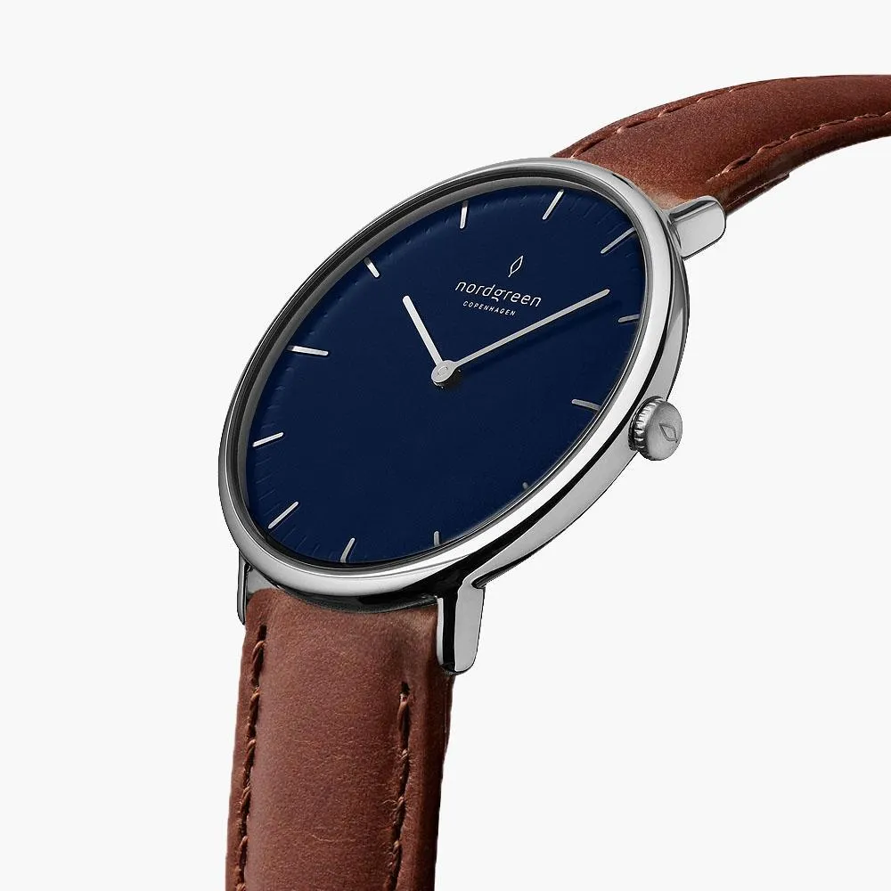 Native | Navy Dial - Brown Vegan Leather