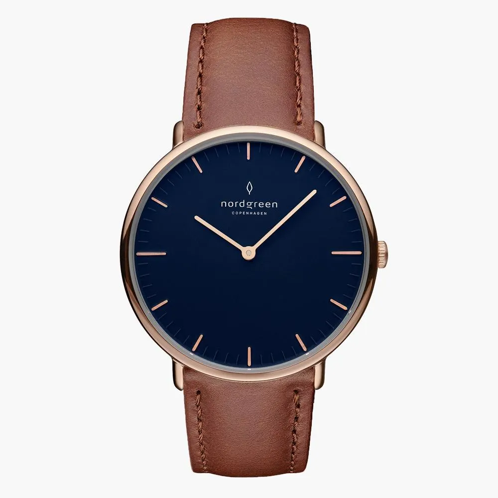 Native | Navy Dial - Brown Vegan Leather