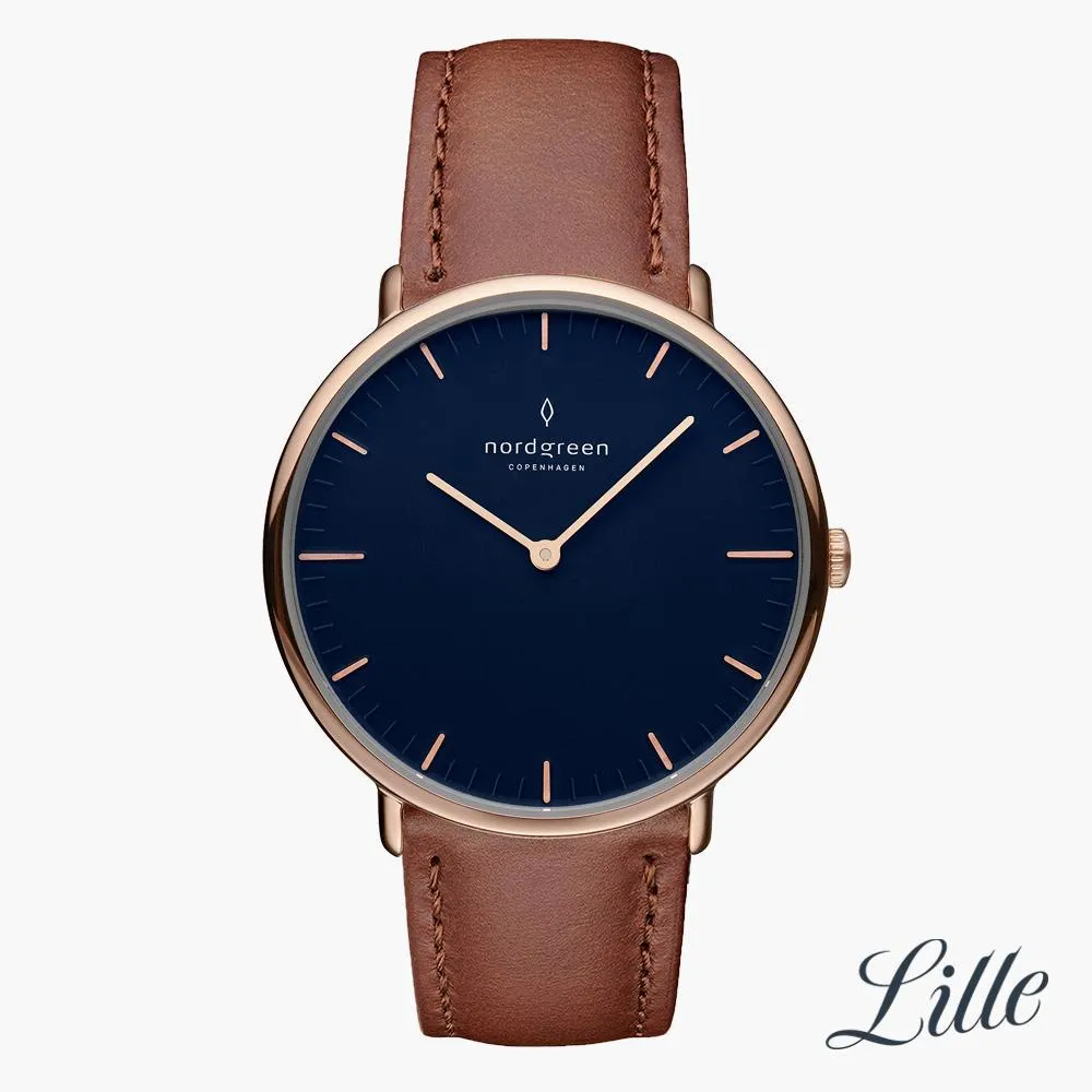 Native | Navy Dial - Brown Vegan Leather