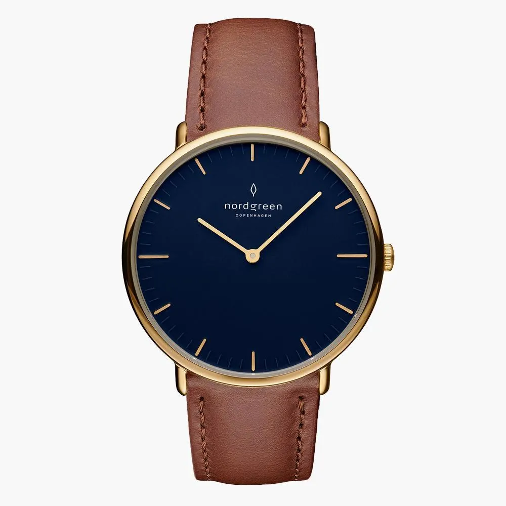 Native | Navy Dial - Brown Vegan Leather