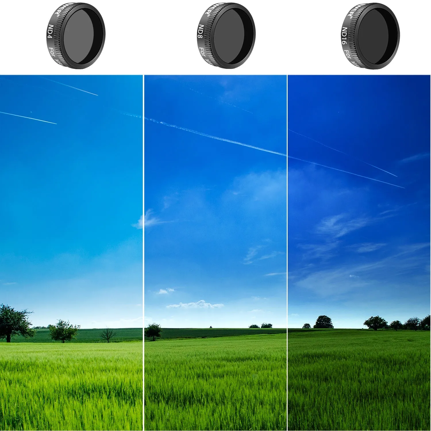 NEEWER 3 Pieces Pro ND Filter Kit compatible with DJI Mavic Air Drone