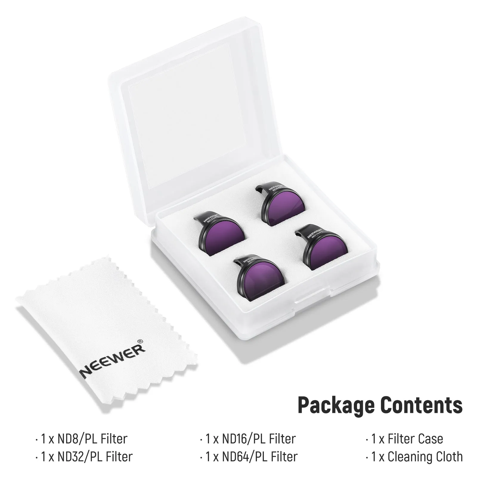 NEEWER FL-N23 4 Pack ND/PL Filter Set For DJI NEO