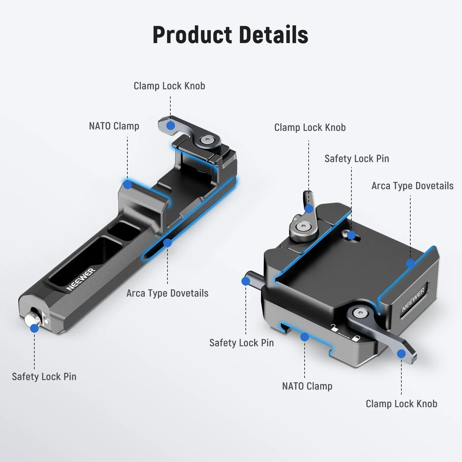 NEEWER GA013 Gimbal Extended Vertical Arm & Arca QR Plate Kit for DJI RS 3 Mini