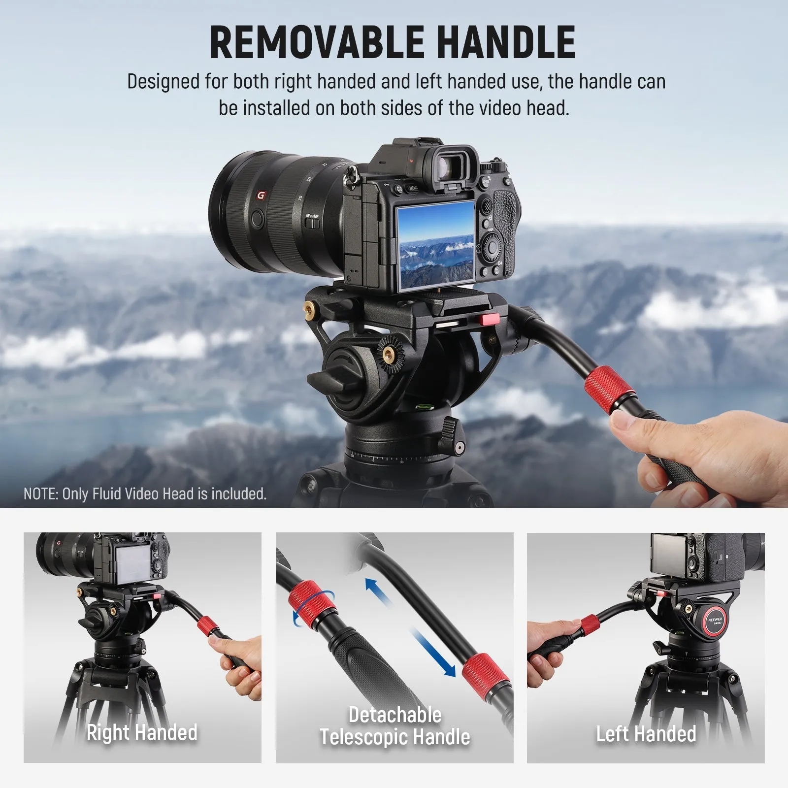 NEEWER GM002 Heavy Duty Video Tripod Fluid Head with 2 QR Modes