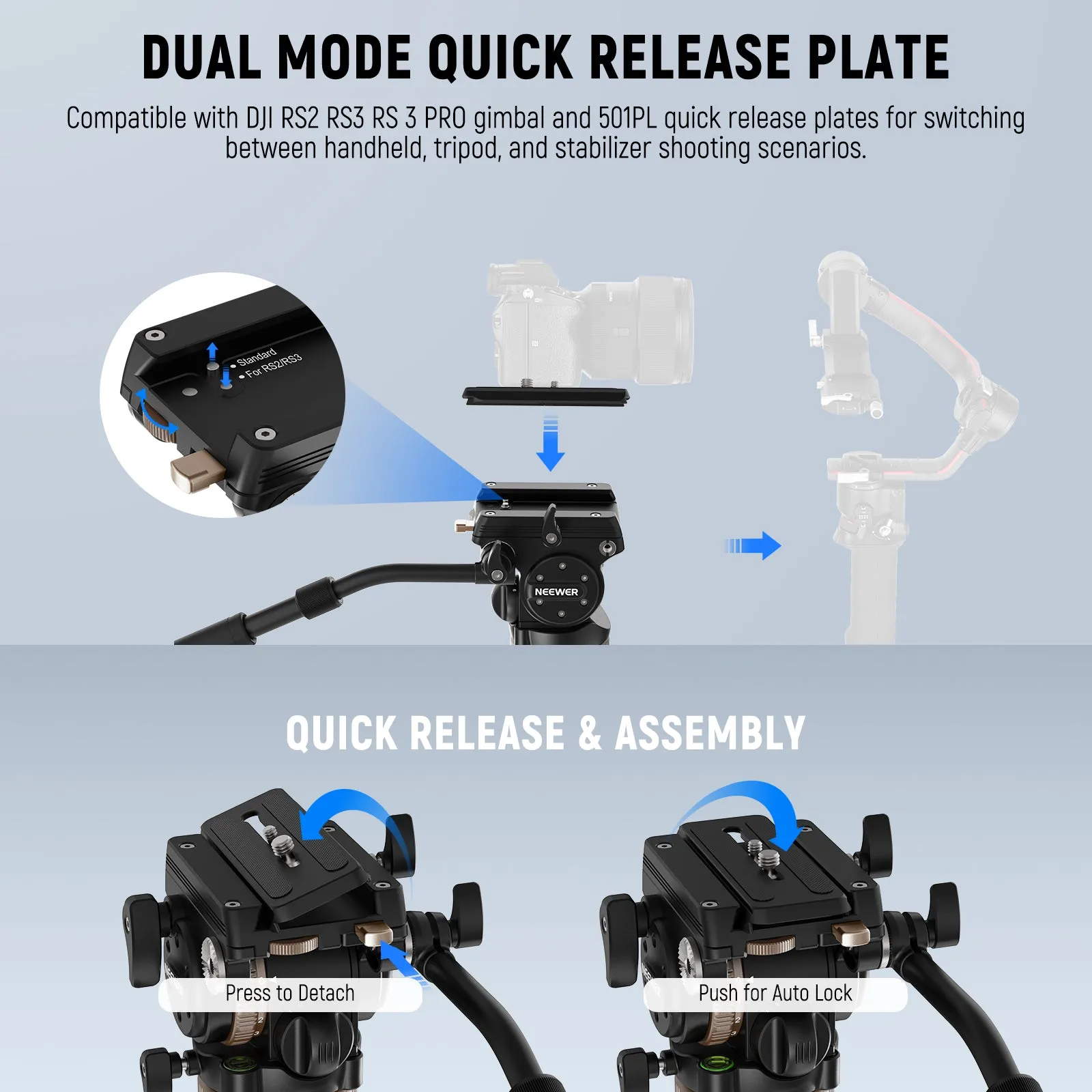 NEEWER LL55 78" Carbon Fiber Tripod with 6-Level Damping Fluid Head