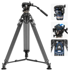 NEEWER LL55 78" Carbon Fiber Tripod with 6-Level Damping Fluid Head