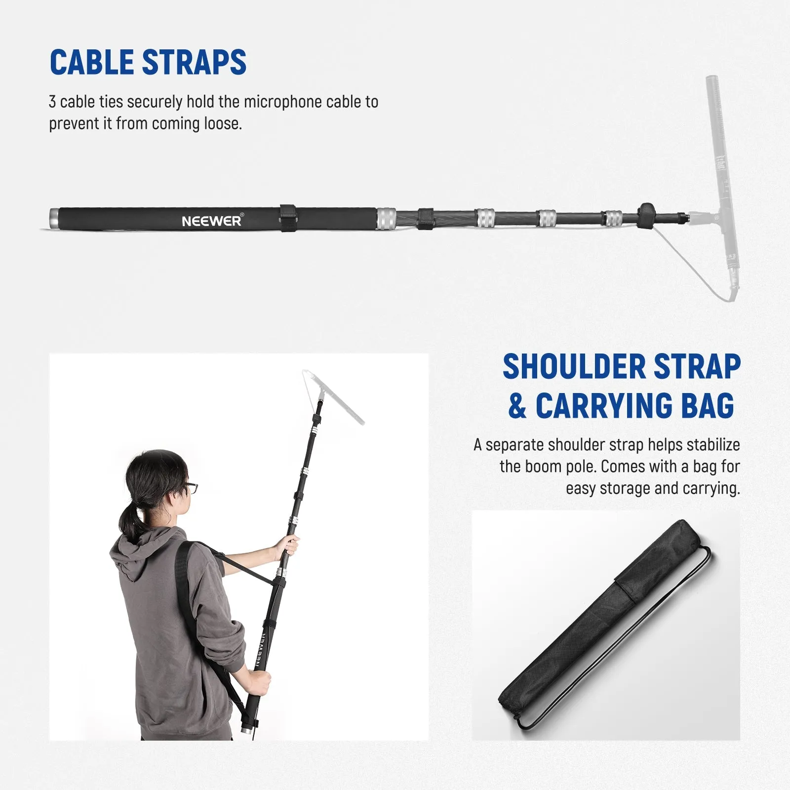 NEEWER Upgraded MS-300C Microphone Boom Pole