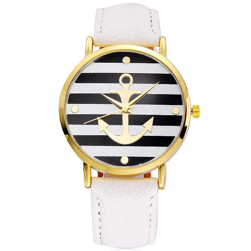 New Fashion Leather strap Anchor GENEVA Watches Casual Women Wristwatch Luxury Brand Quartz Watch Relogio Feminino Gift