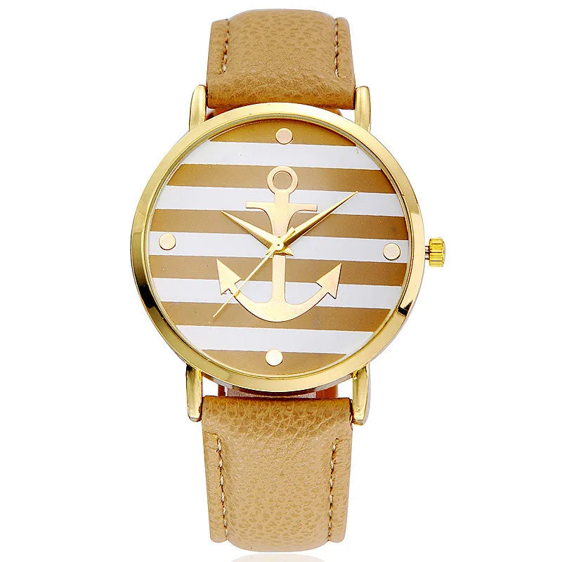 New Fashion Leather strap Anchor GENEVA Watches Casual Women Wristwatch Luxury Brand Quartz Watch Relogio Feminino Gift