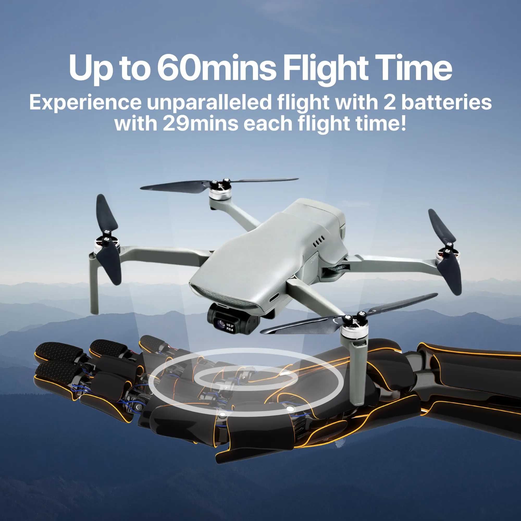 New Release The Bigly Brothers Walker-Air Mini SE FPV Drone, One Throw Fly, 48 MP Camera, 58-Mins Flight Time, 4km Range, 3-Axis Gimbal, GPS System, Intelligent Follow Me Mode, Below 249 Grams