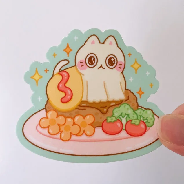 Omurice Omelette Cat Vinyl Sticker