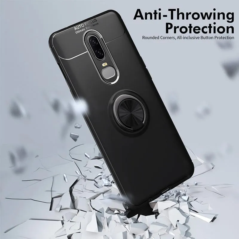 OnePlus 6 Metallic Finger Ring Holder Matte Case