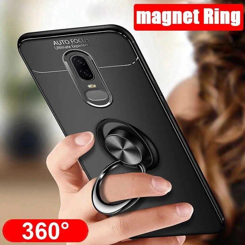 OnePlus 6 Metallic Finger Ring Holder Matte Case