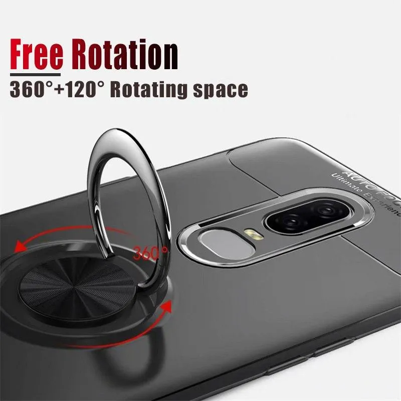 OnePlus 6 Metallic Finger Ring Holder Matte Case