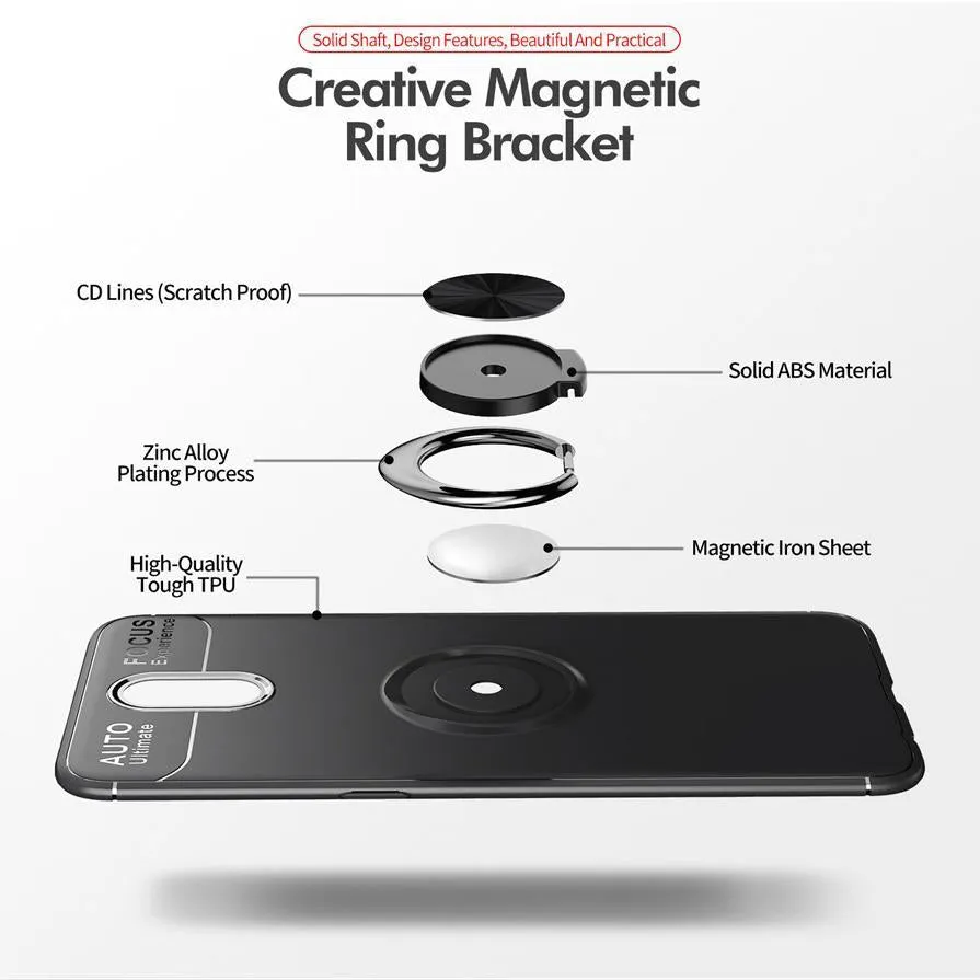 OnePlus 6 Metallic Finger Ring Holder Matte Case