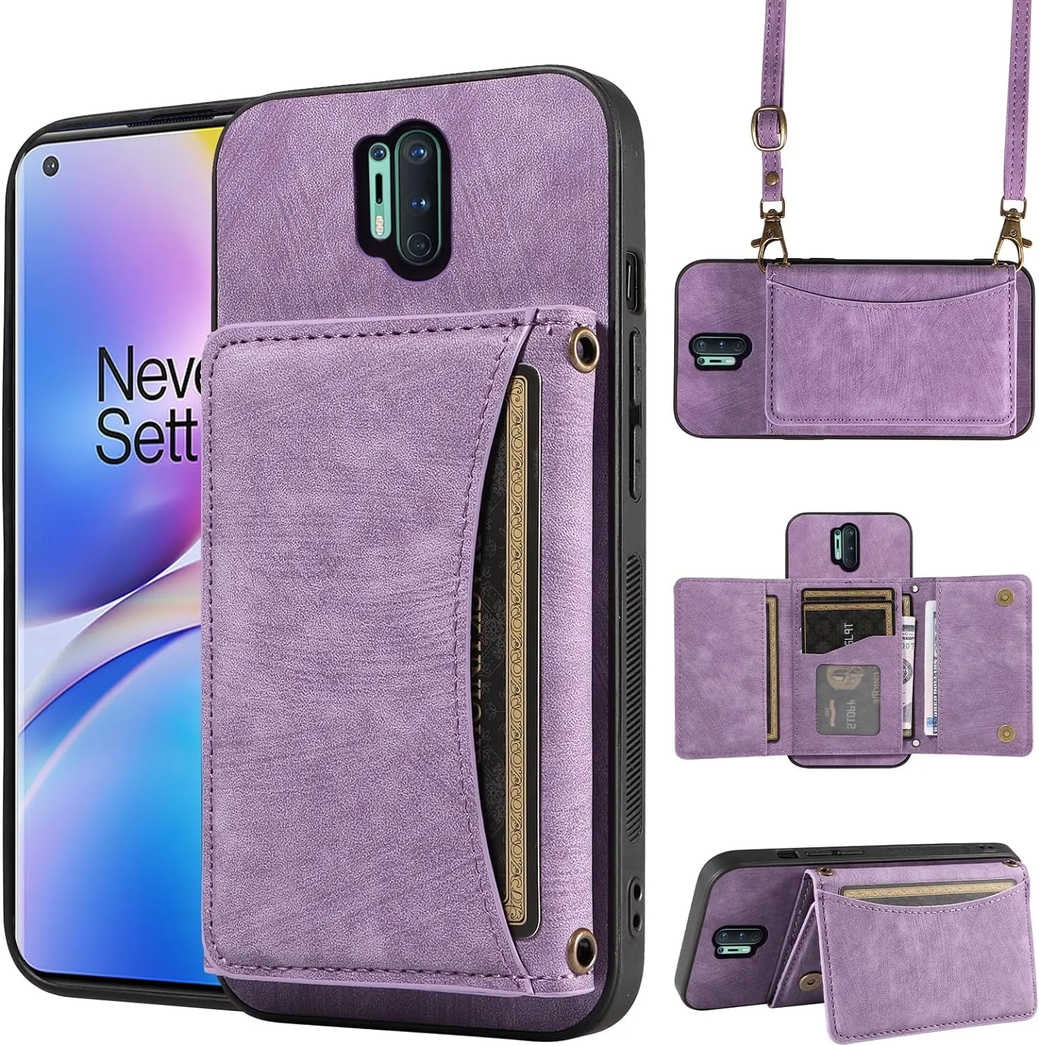 OnePlus 8 Pro One Plus  Wallet Cover Crossbody Shoulder  Slim Stand Cell