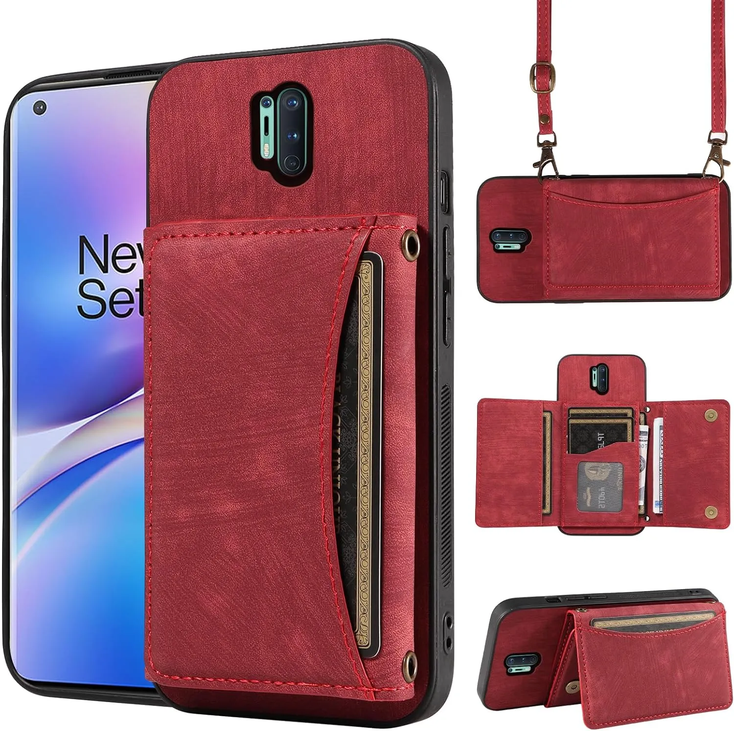 OnePlus 8 Pro One Plus  Wallet Cover Crossbody Shoulder  Slim Stand Cell