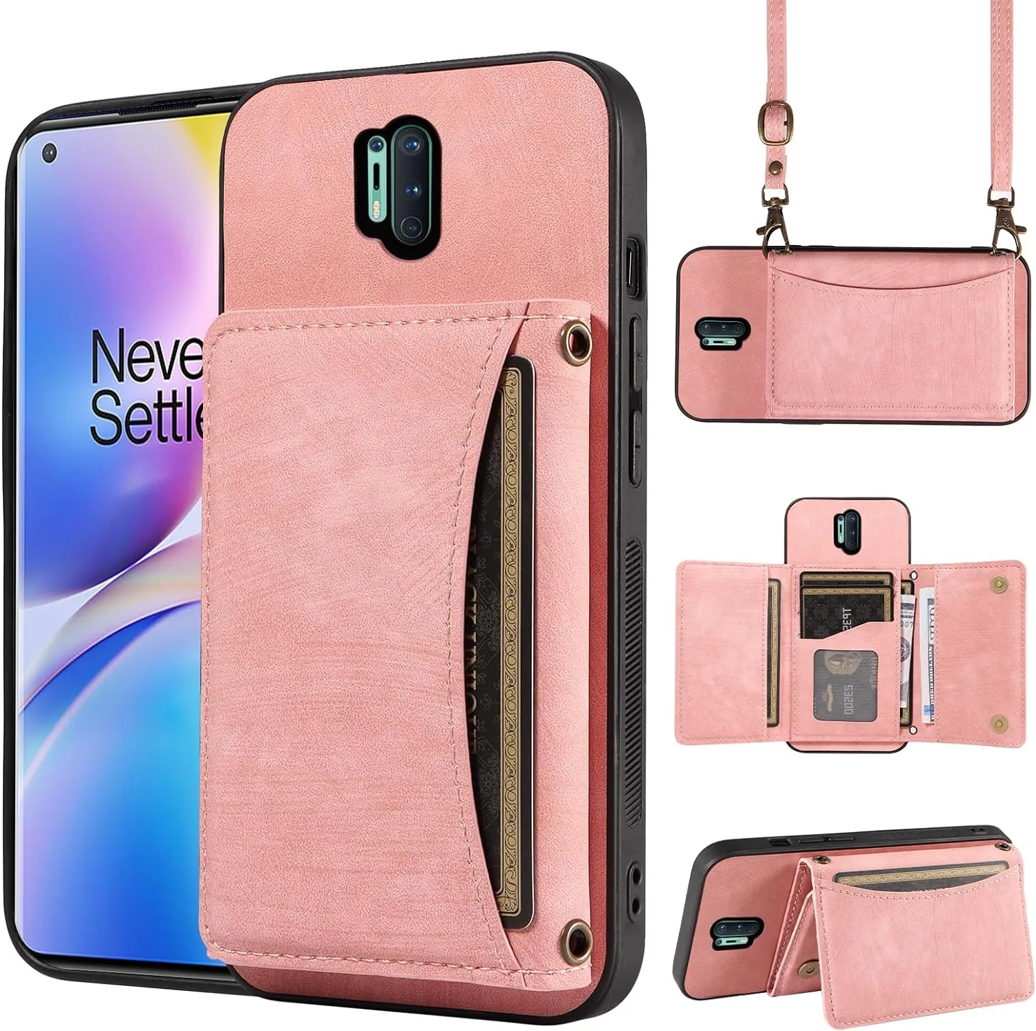 OnePlus 8 Pro One Plus  Wallet Cover Crossbody Shoulder  Slim Stand Cell