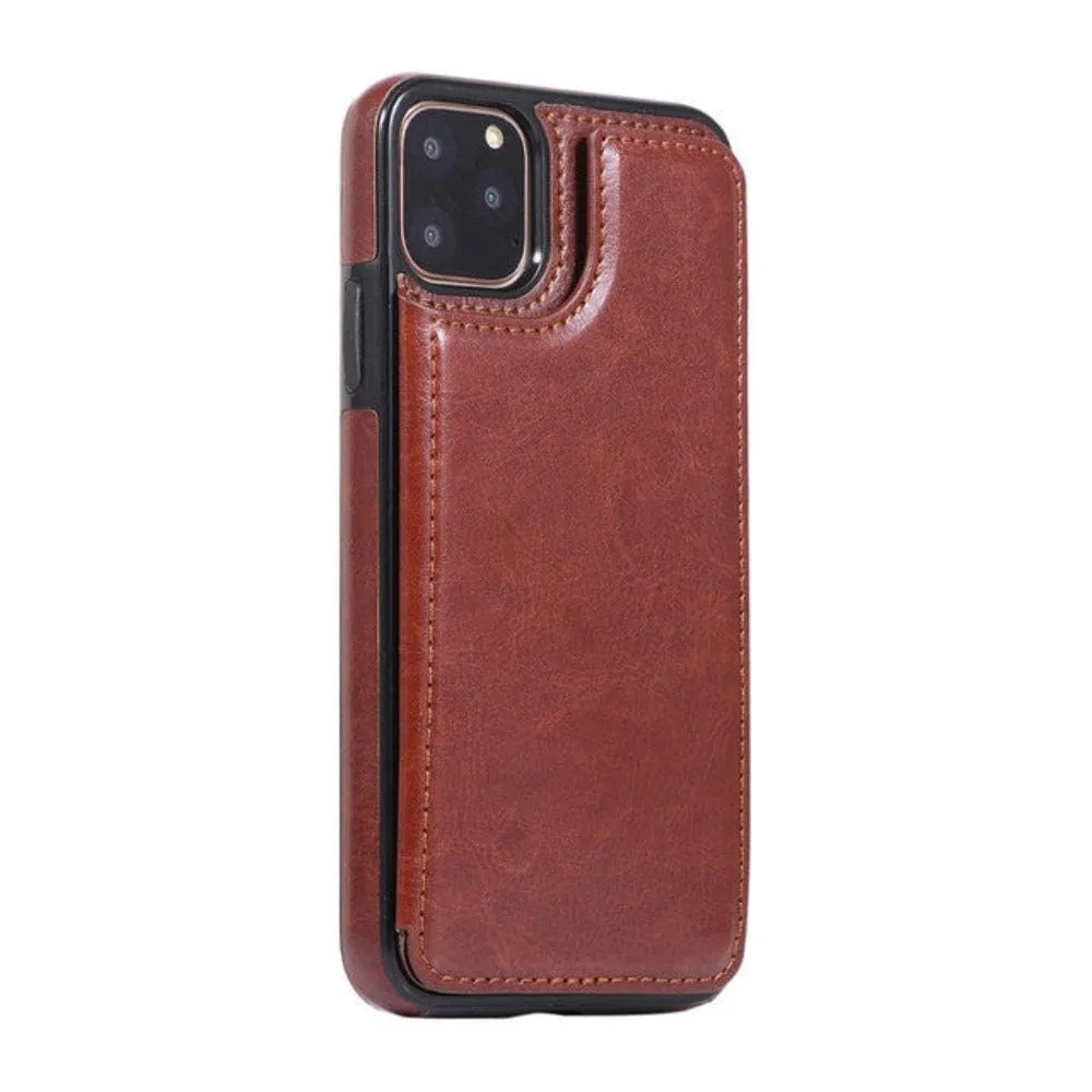 Onetify Casual Retro Theme Vegan Leather Flip Wallet Case for iPhone 7 to 14 Series