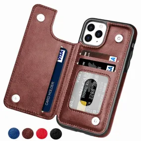 Onetify Casual Retro Theme Vegan Leather Flip Wallet Case for iPhone 7 to 14 Series