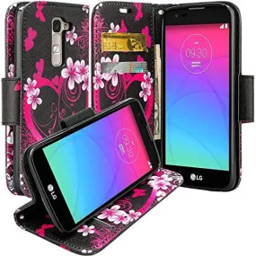 Onetouch Evolve 2 Case, Wrist Strap Flip Fold [Kickstand Feature] Pu Leather Wallet Case with ID & Credit Card Slots For Alcatel Onetouch Evolve 2 - Hot Pink Hearts