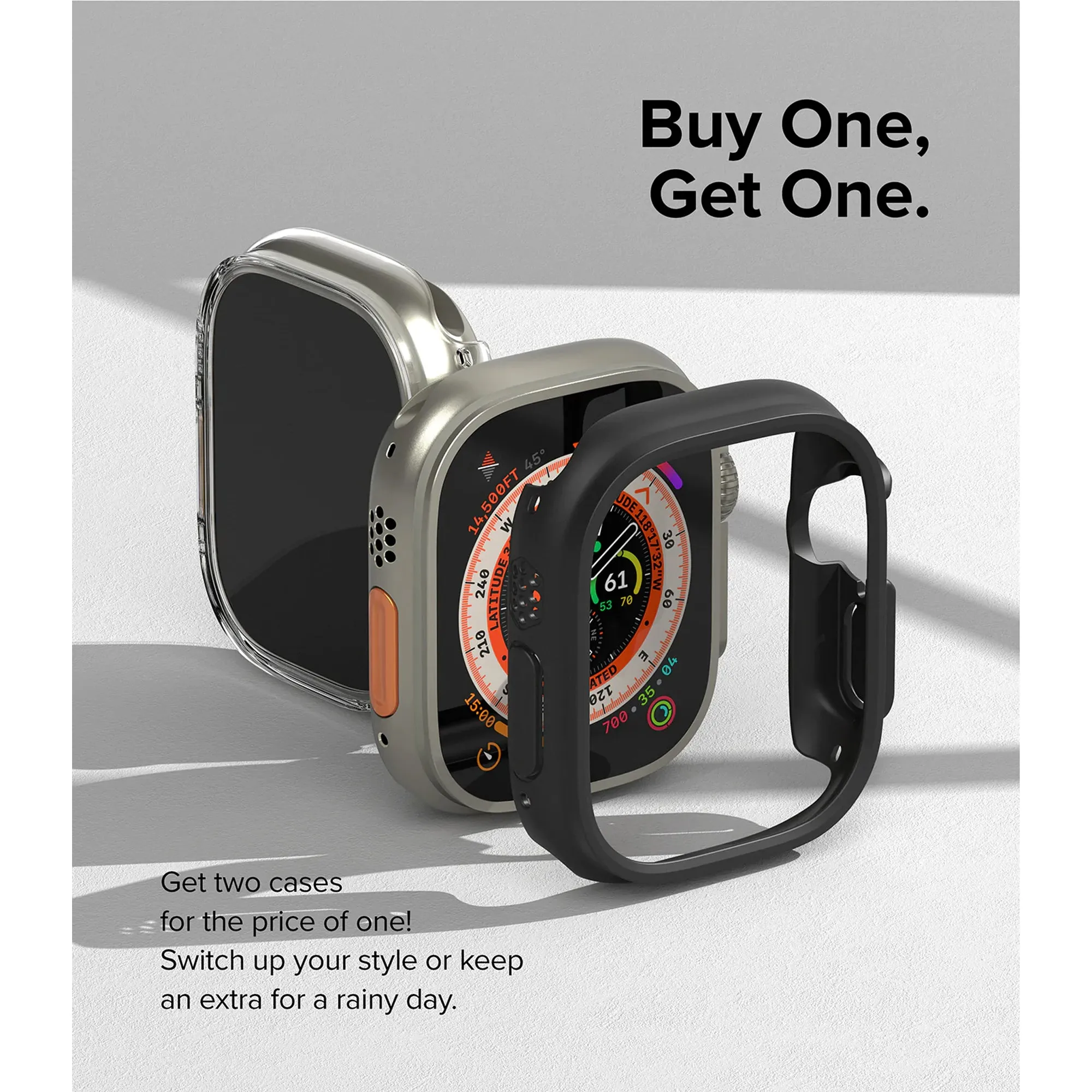 [ONLINE EXCLUSIVE] Ringke Slim Case for Apple Watch Ultra 49mm - 2 pcs in 1 Pack - Clear - Titanium Gray ( Barcode: 8809881269023 )