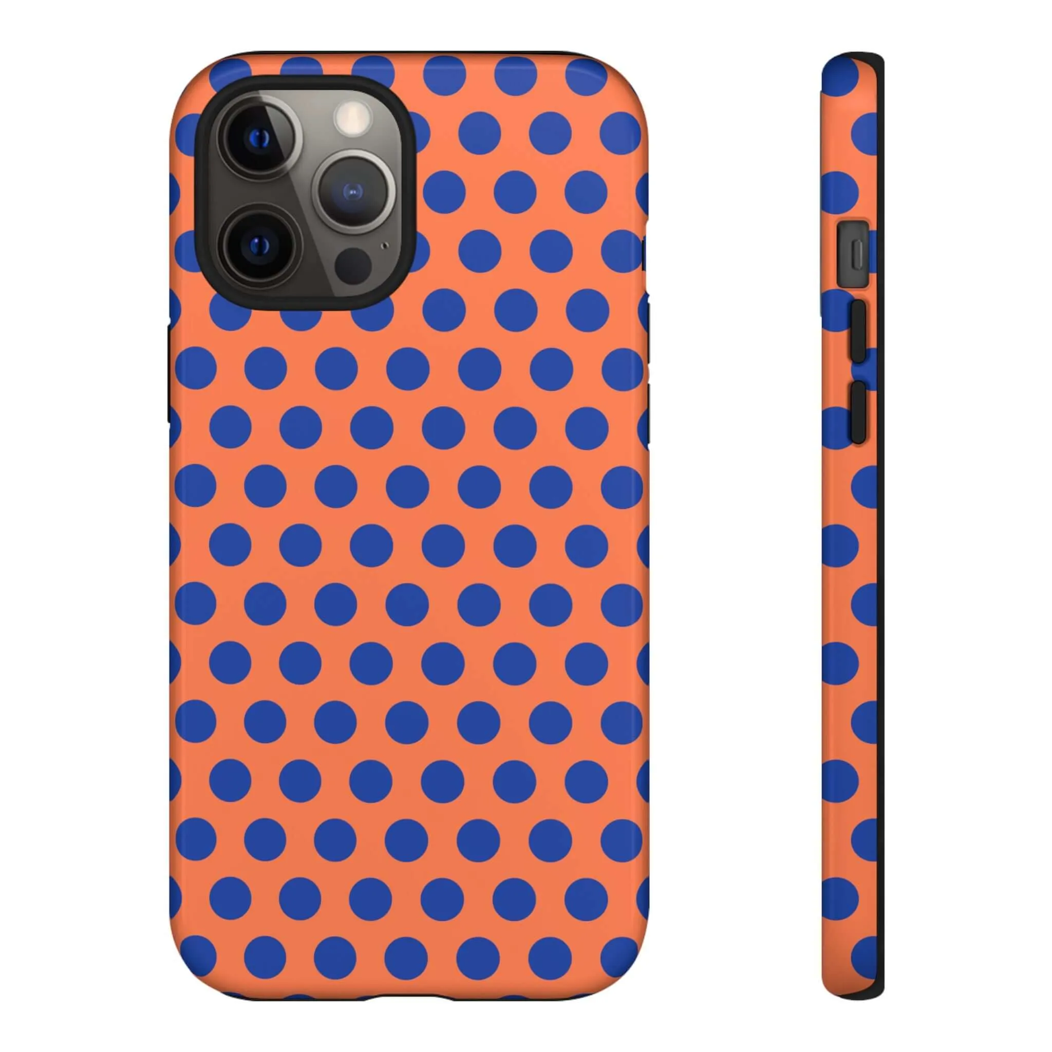 Orange & Blue Polkadot Tough Phone Case for iPhone, Samsung, and Google Phones