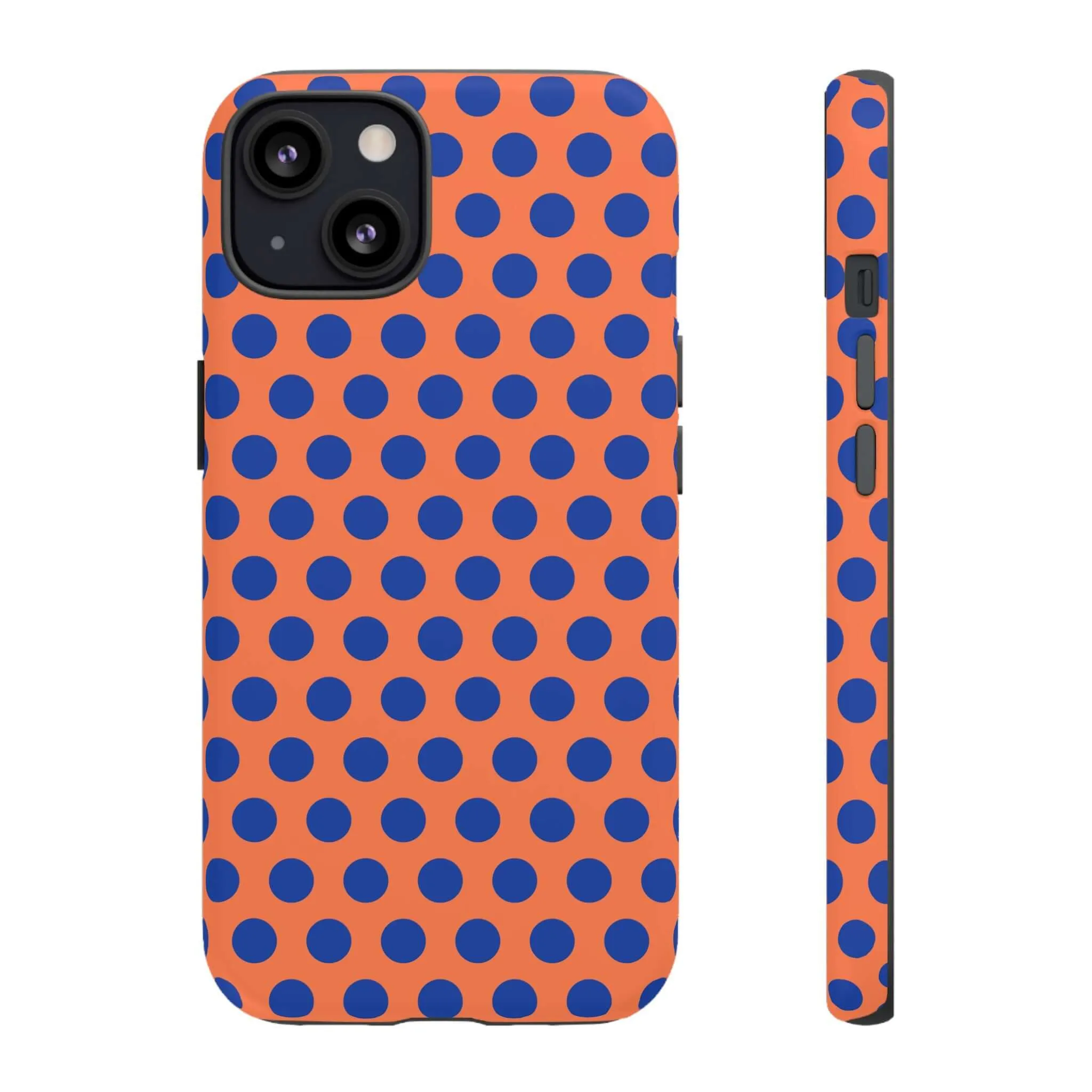 Orange & Blue Polkadot Tough Phone Case for iPhone, Samsung, and Google Phones