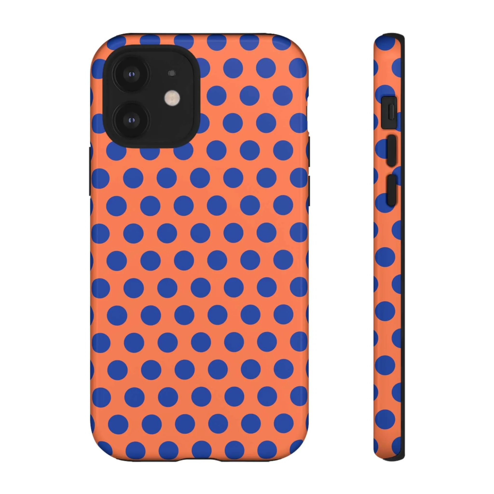 Orange & Blue Polkadot Tough Phone Case for iPhone, Samsung, and Google Phones