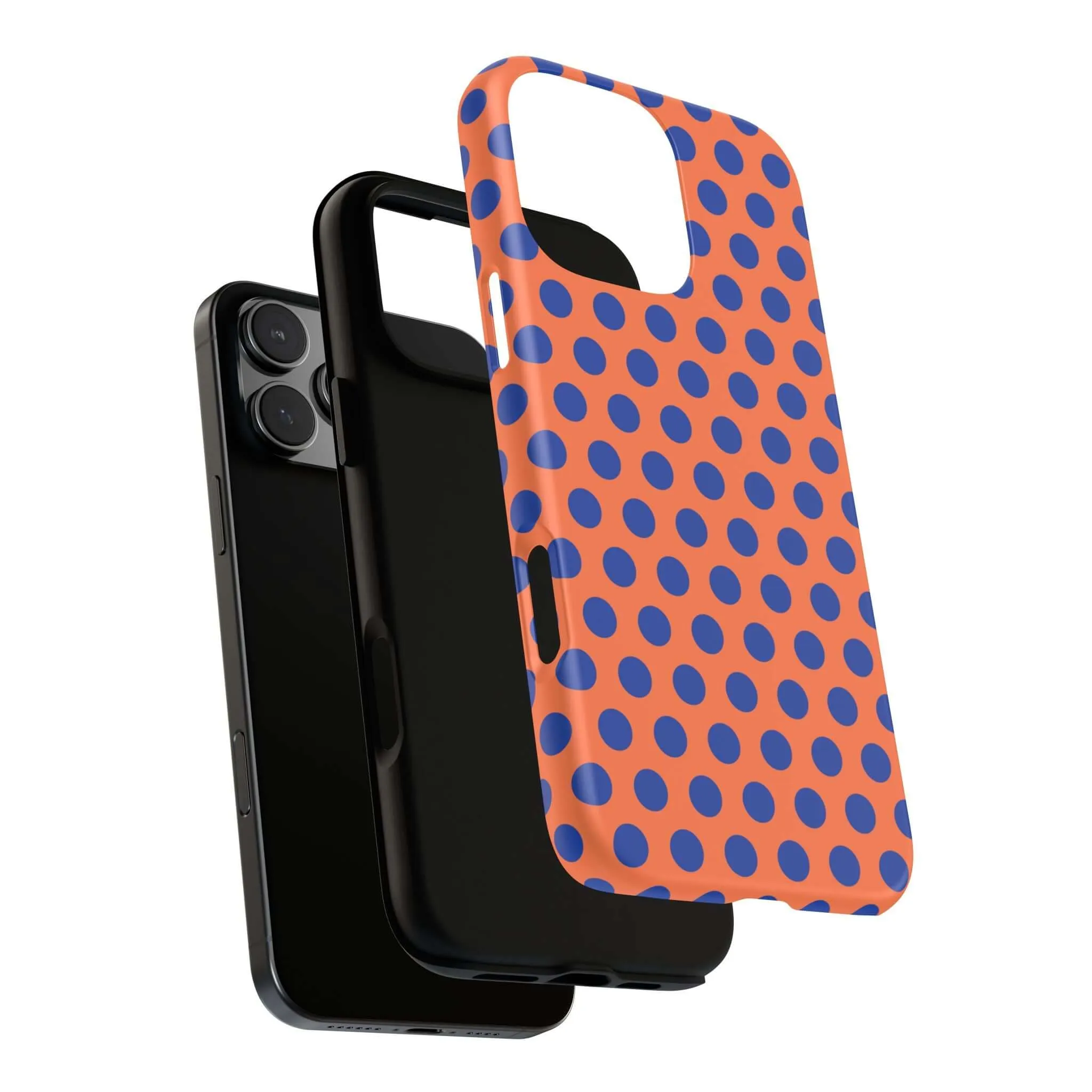 Orange & Blue Polkadot Tough Phone Case for iPhone, Samsung, and Google Phones