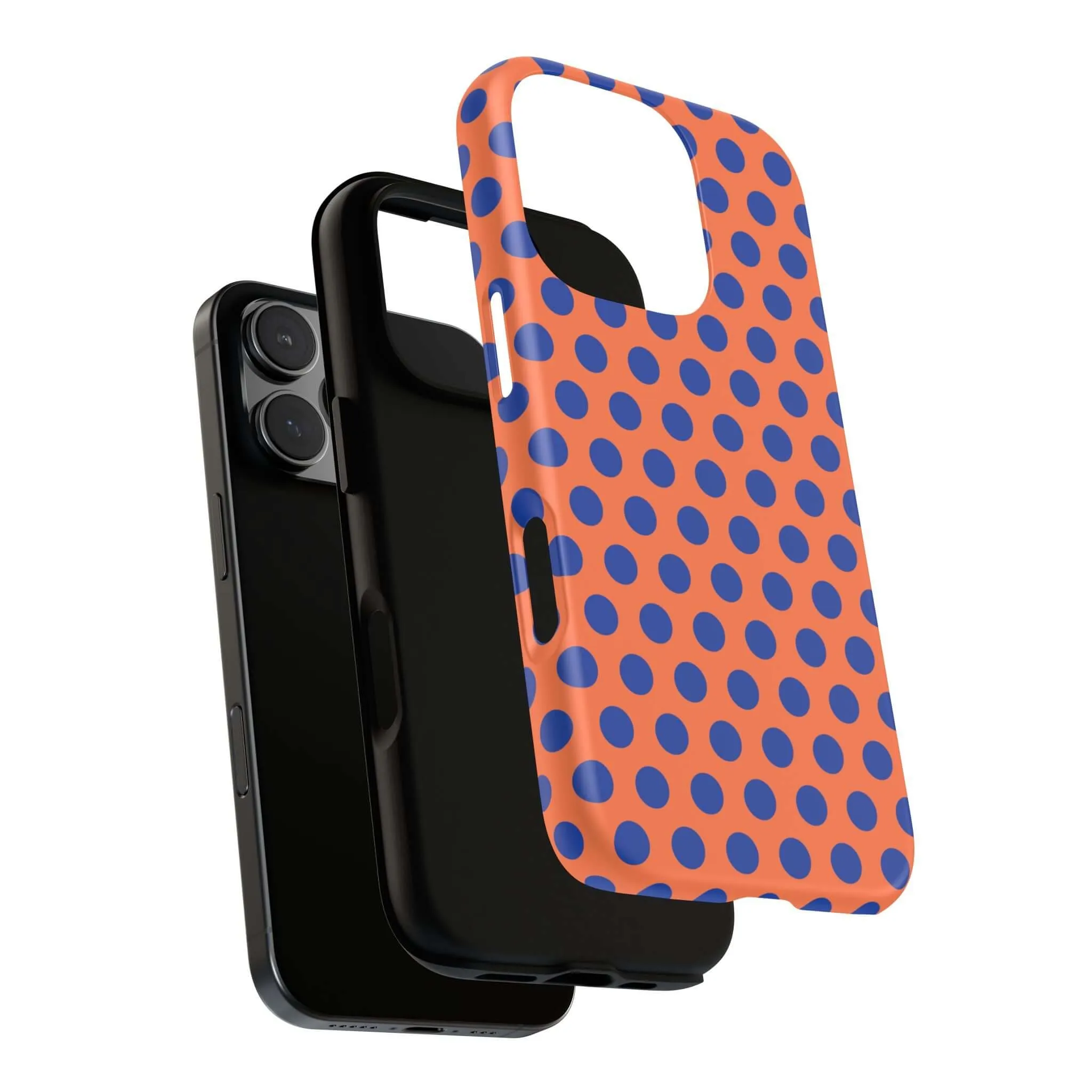 Orange & Blue Polkadot Tough Phone Case for iPhone, Samsung, and Google Phones