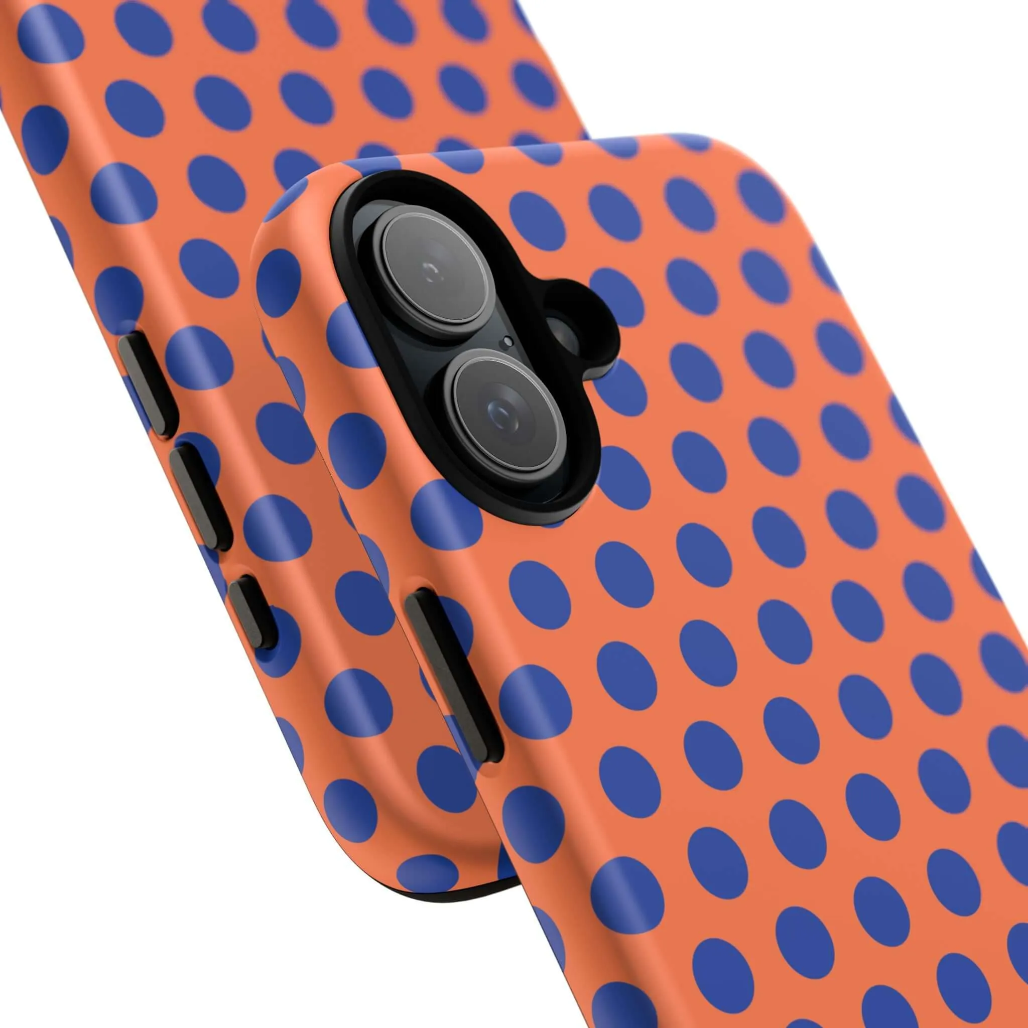 Orange & Blue Polkadot Tough Phone Case for iPhone, Samsung, and Google Phones