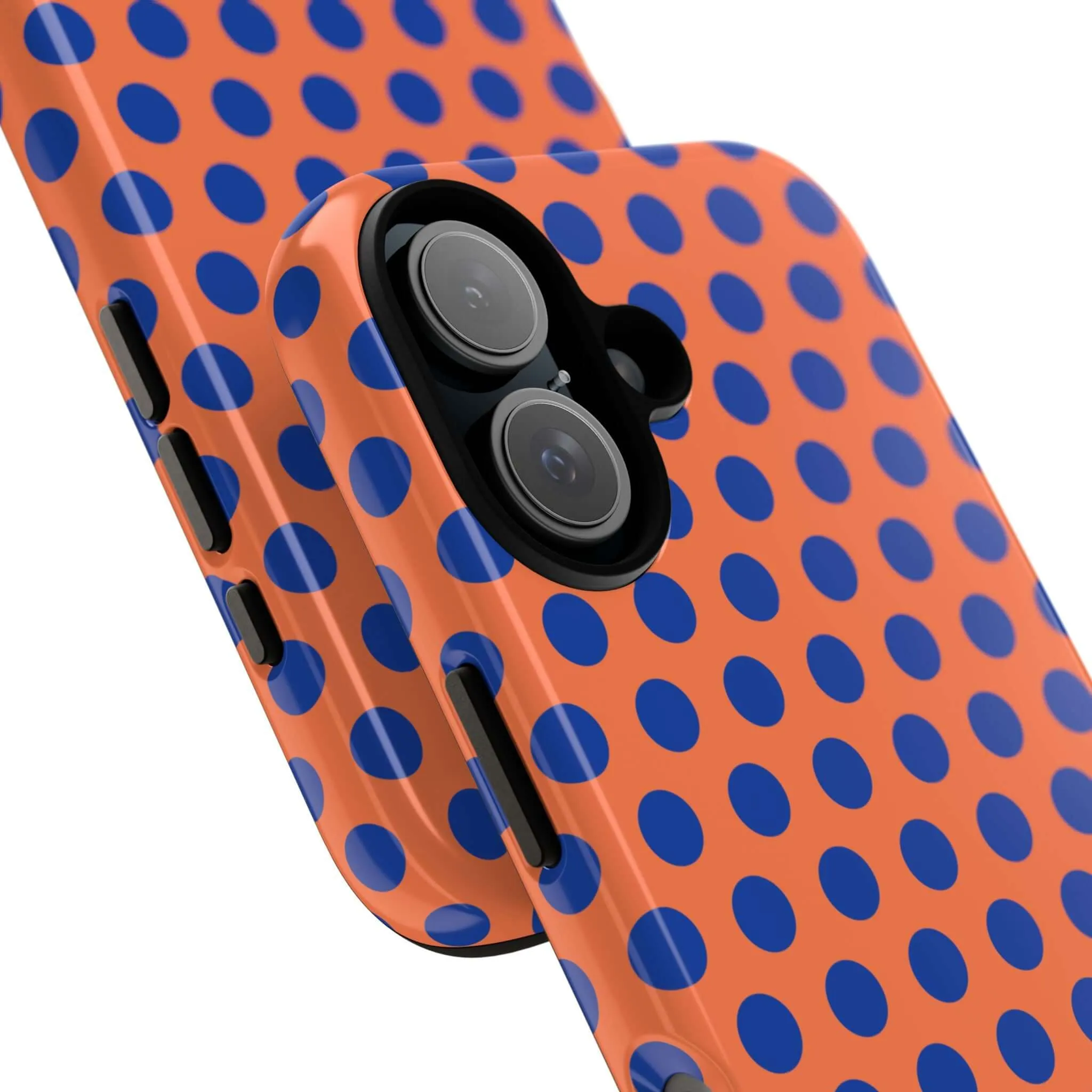 Orange & Blue Polkadot Tough Phone Case for iPhone, Samsung, and Google Phones