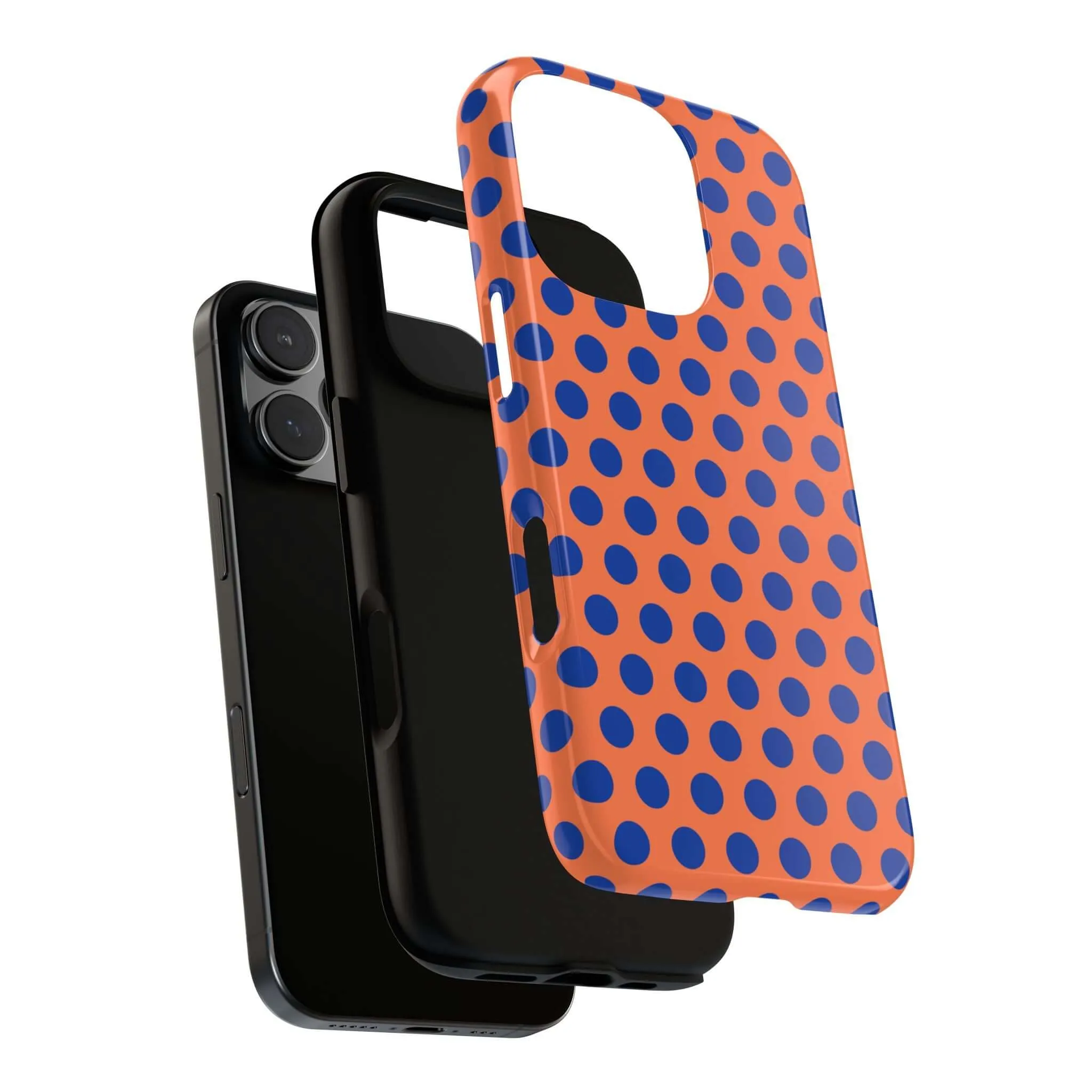 Orange & Blue Polkadot Tough Phone Case for iPhone, Samsung, and Google Phones