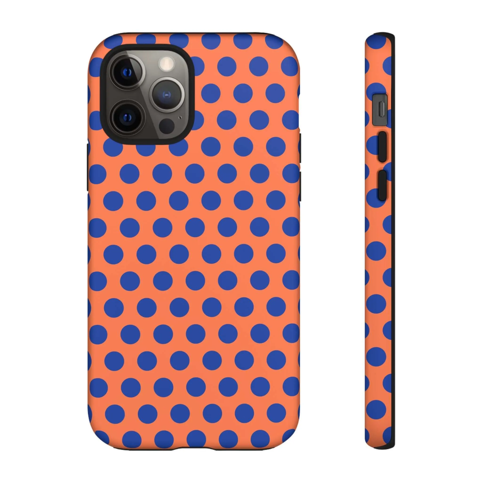 Orange & Blue Polkadot Tough Phone Case for iPhone, Samsung, and Google Phones