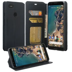 Pixel 3 Case, Google Pixel 3, Slim Flip Folio [Kickstand] Pu Leather Wallet Case with ID & Card Slots & Pocket - Black