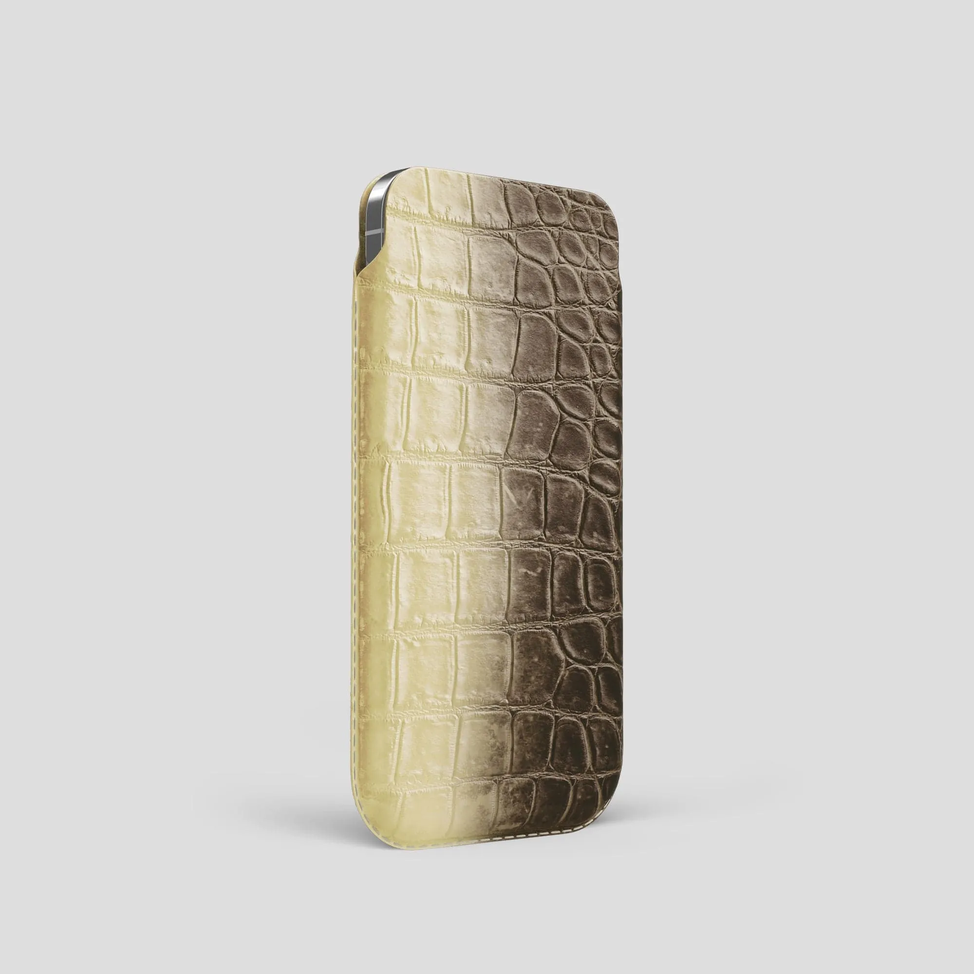 Pouch Case For iPhone 15 Pro In Himalayan Crocodile