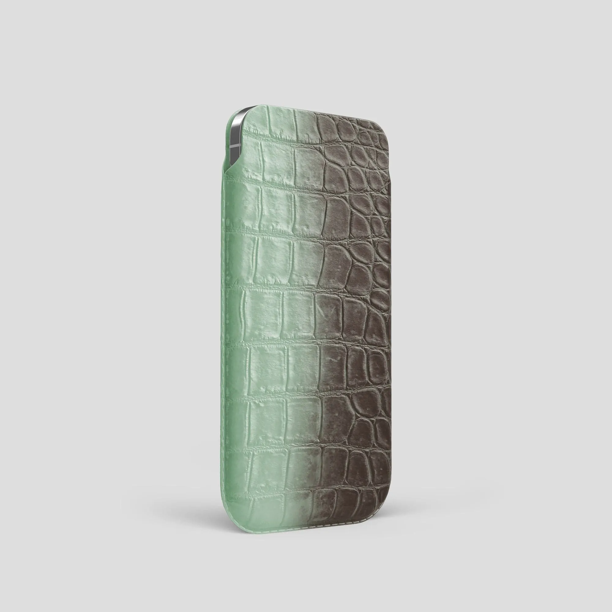 Pouch Case For iPhone 15 Pro In Himalayan Crocodile