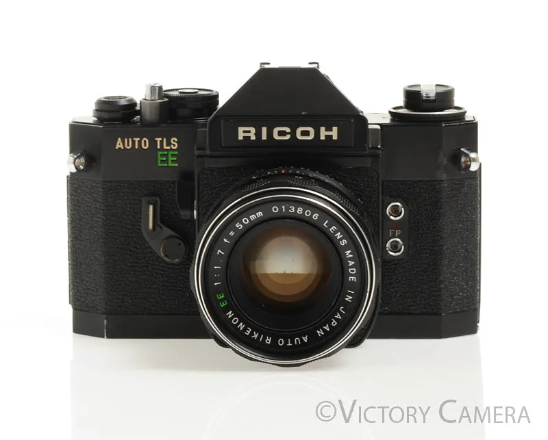 Ricoh Auto TLS EE Black 35mm SLR Film Camera w/ 50mm f1.7 Lens -No Meter-