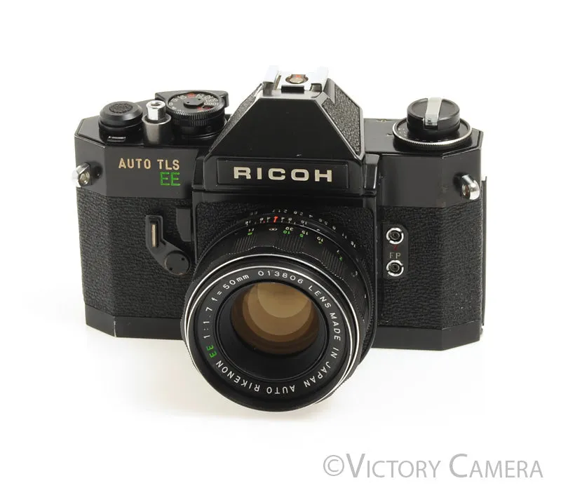 Ricoh Auto TLS EE Black 35mm SLR Film Camera w/ 50mm f1.7 Lens -No Meter-