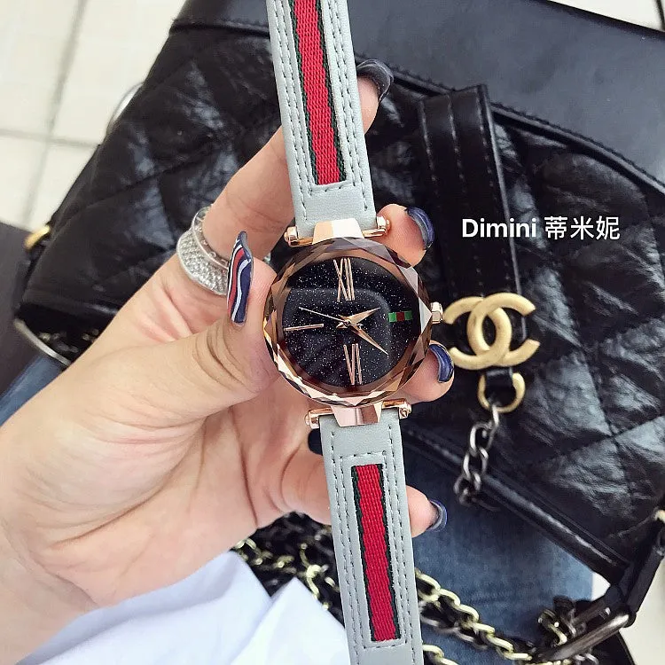 Roman Scale Leather Strap Women's Watch