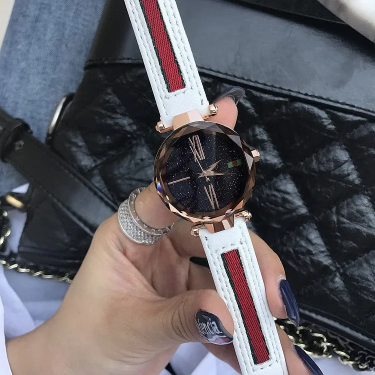 Roman Scale Leather Strap Women's Watch