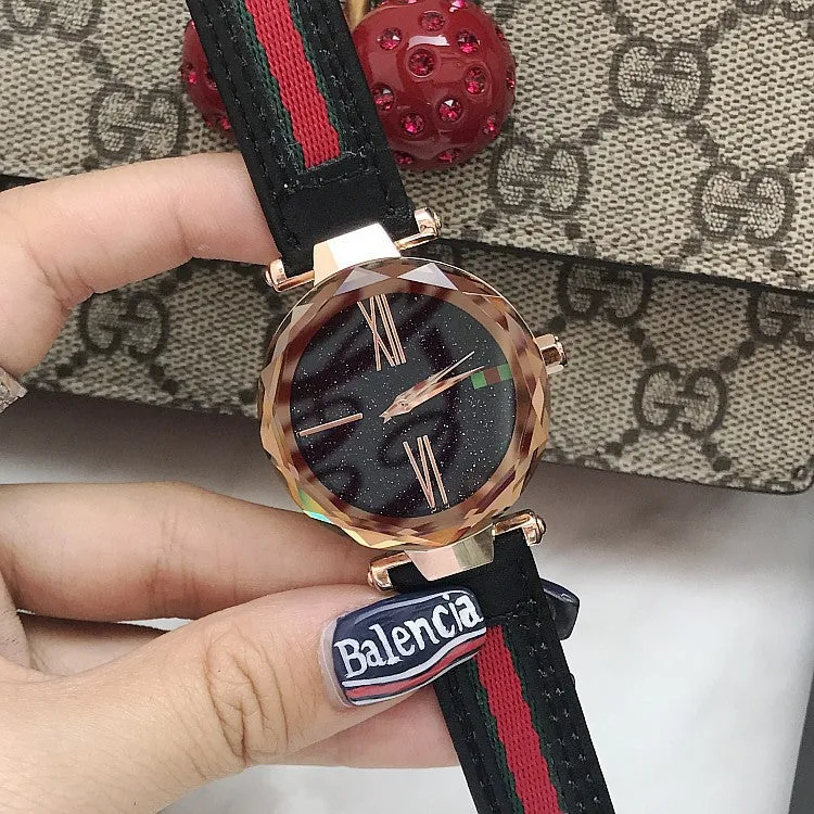 Roman Scale Leather Strap Women's Watch