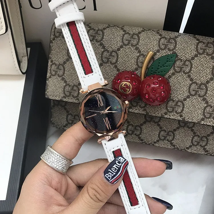 Roman Scale Leather Strap Women's Watch